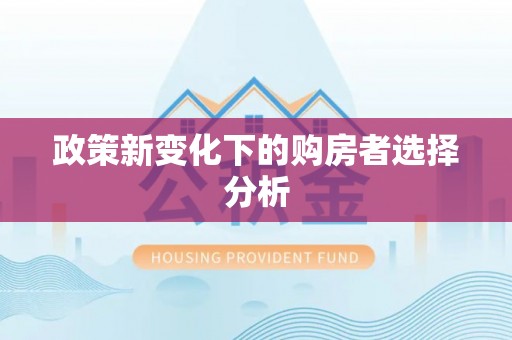 政策新变化下的购房者选择分析