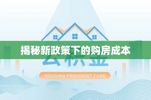 政策揭秘新政策下的购房成本